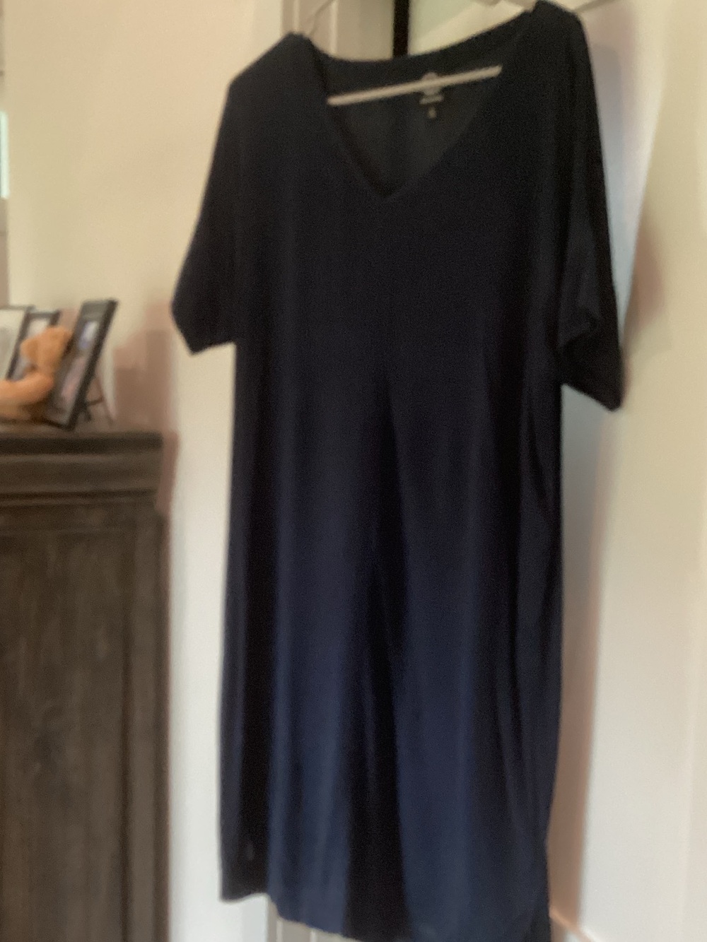 Classic V-Neck Midi Dress in Navy